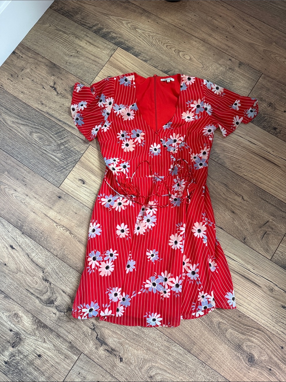 Madewell Red Floral Wrap Dress